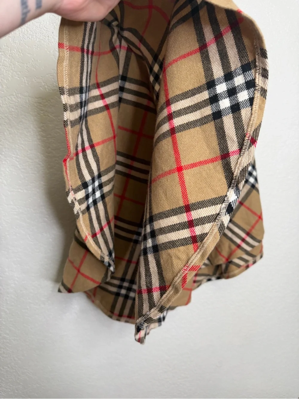 O'Neil Of Dublin Ireland Girls Sz S Plaid Cape Shawl Coat Hooded Wool Tan Red